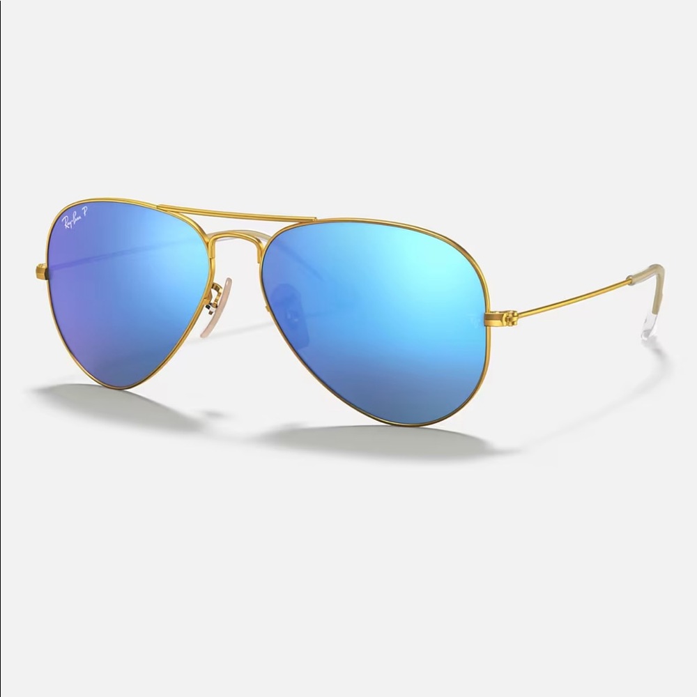 Ray ban AVIATOR FLASH LENSES with gold trim and blue polarized lenses